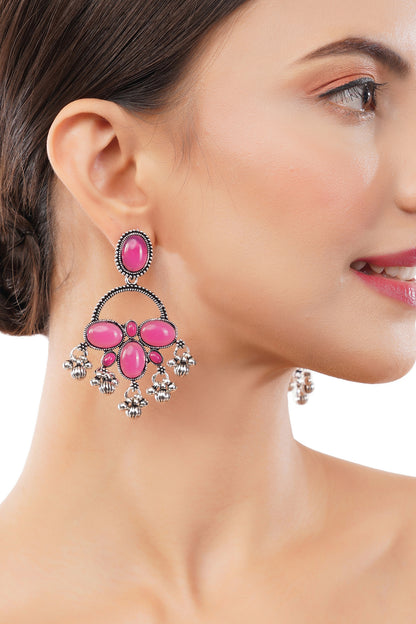 Traditional German Silver Pearl Drop Earrings For Women