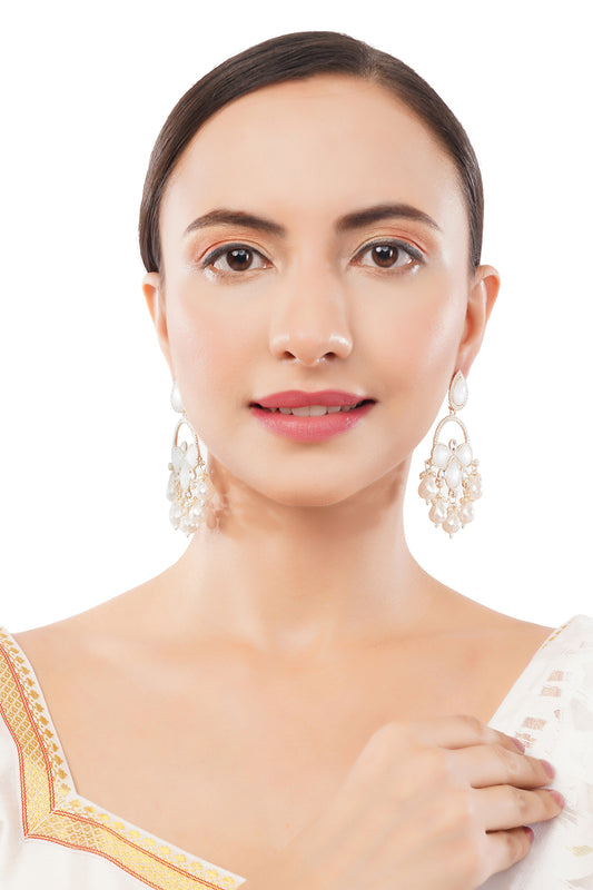 Gold Plated White Pearl Earrings For Women