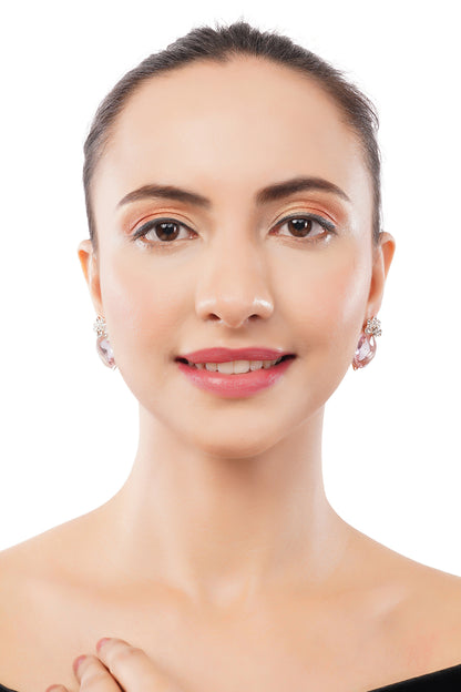 Clustertrend  Western Light Pink Crystal Daimond Earrings