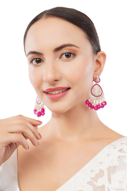 Traditional Pink Pearl Stone Earrings For Women