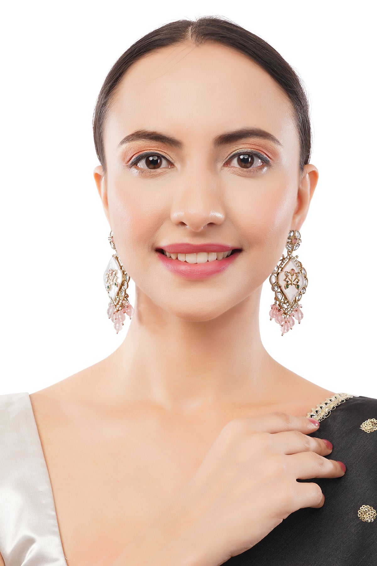 Light Pink MOP (Mother Of Pearl) Gold Earrings For Women