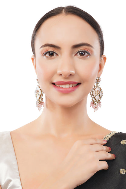 Light Pink MOP (Mother Of Pearl) Gold Earrings For Women
