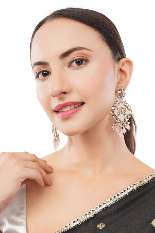Light Pink MOP (Mother Of Pearl) Gold Earrings For Women