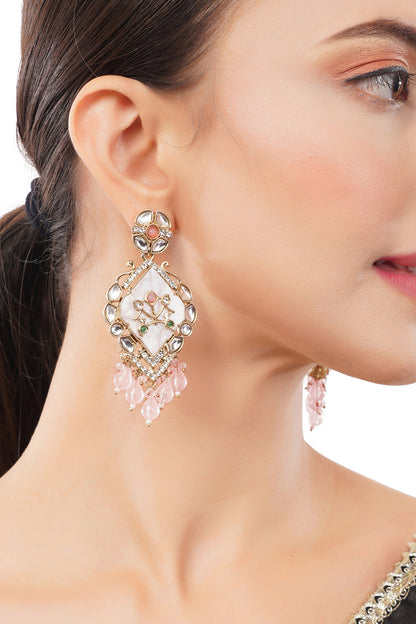 Light Pink MOP (Mother Of Pearl) Gold Earrings For Women