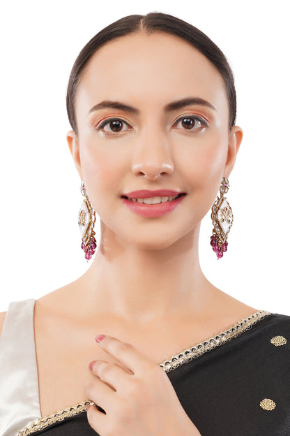 Gold Plated Purple MOP (Mother Of Pearl) Earrings For Women