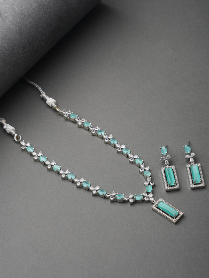 american diamond mint green necklace grey background